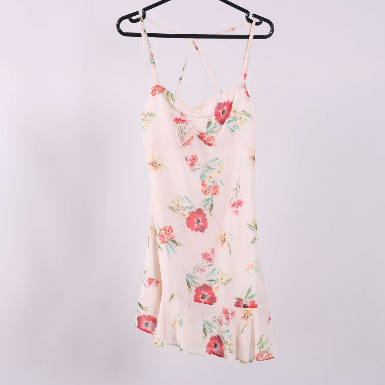 Bershka Cream Floral Print Mini Dress ...